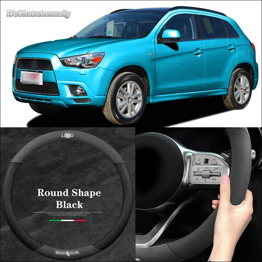 

Прочная черная замшевая кожаная Автомобильная оплетка на руль для Mitsubishi ASX, аксессуары для интерьера