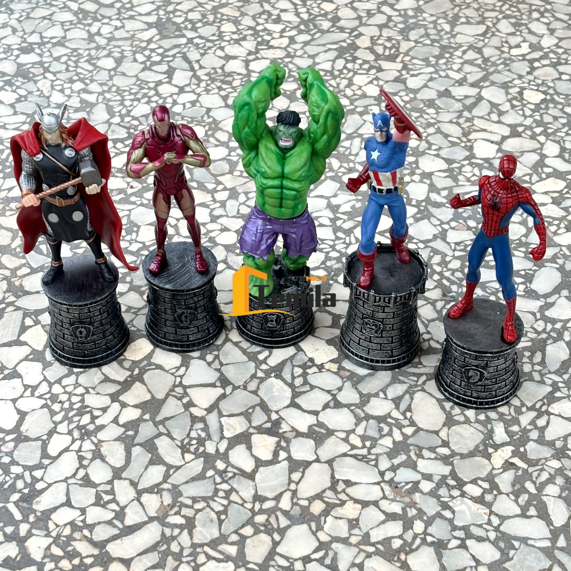 Набор из 5 фигурок супергероев Marvel: Железный человек, Капитан Америка, Халк, Тор, Человек-паук. Игровые фигурки, украшение для дома, декор для стола, игрушка. (art.: 3920d9a6c5dfd) - 3920d9a6c5dfd