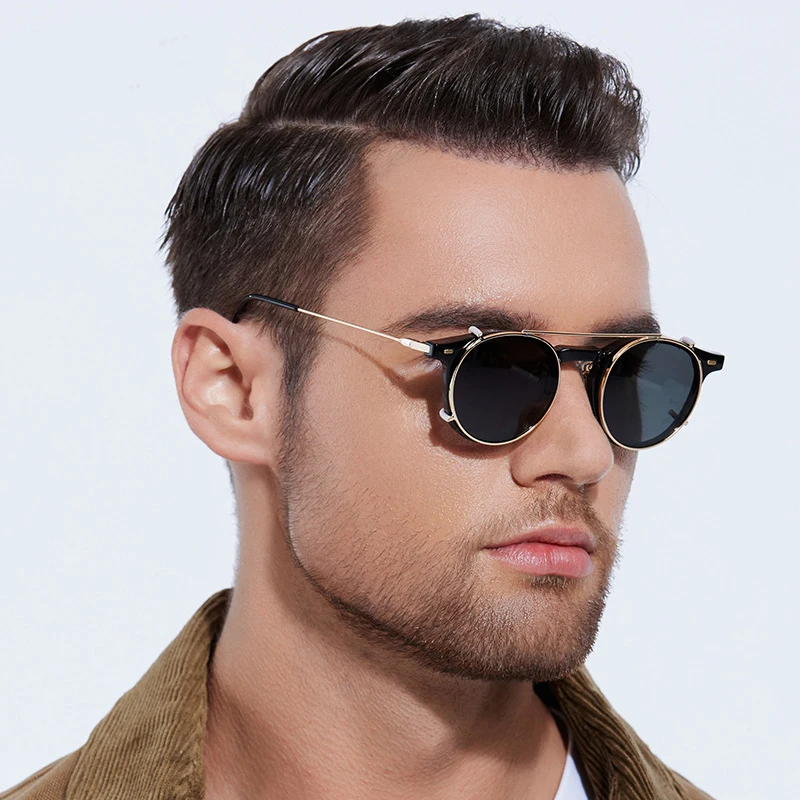 

New Fashion Round Men's Sunglasses High Quality Stylish Portable Removable Clip Anti-blue Light Eyeglasses frame for Women