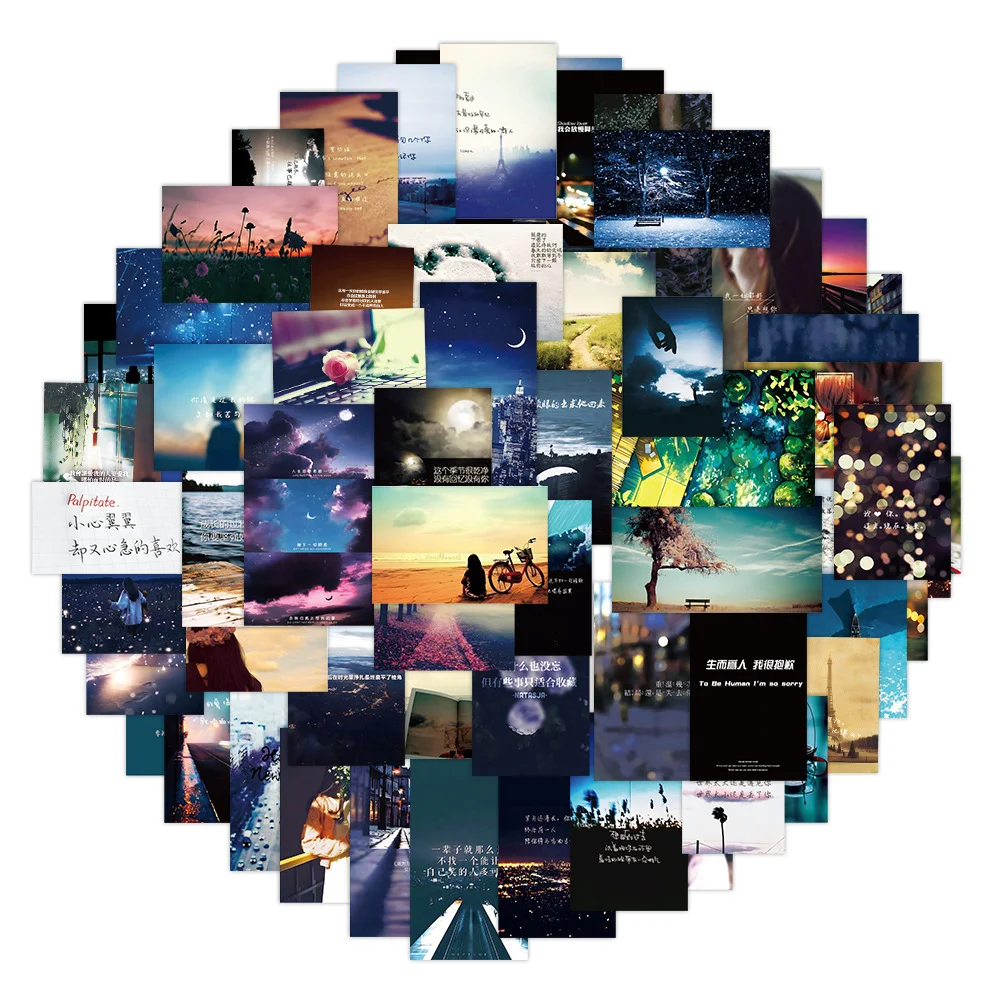 

60Pcs INS Landscape Oil Painting Cartoon Aesthetic Stickers Decals Kids Toy Laptop Luggage Diary Scrapbook Phone Sticker