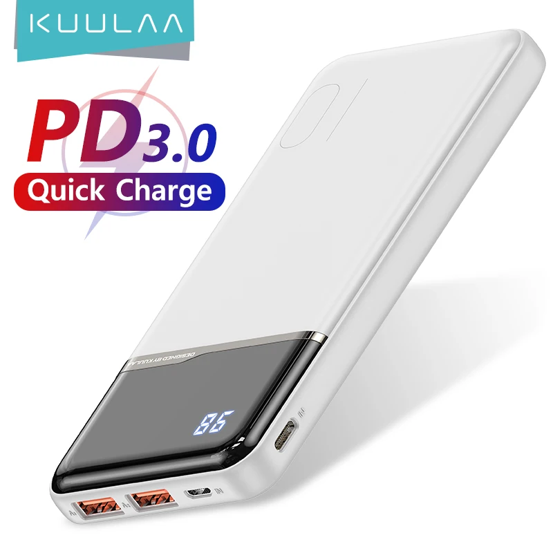 

KUULAA Power Bank 10000 mAh Portable Charging PowerBank 10000mAh USB PoverBank External Battery Charger For Xiaomi Mi 9 8 Huawei