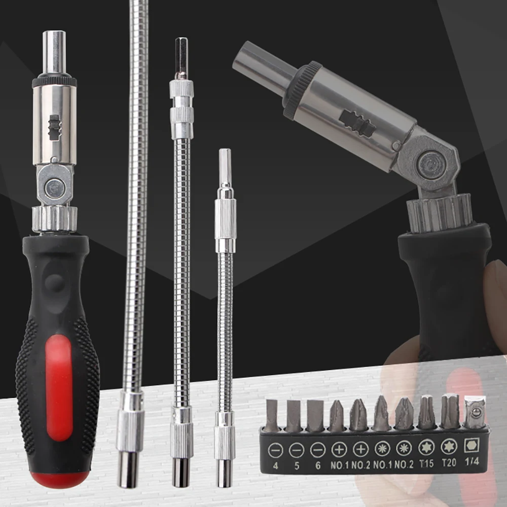 

1/4'' Universal Soft Shaft Batch Head For Electric Drill Bit Holder Flexible Screwdriver Hex Shank Screwdriver Extension Rod