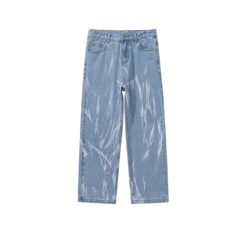 DEEPTOWN Black Straight Jeans Men Blue Loose Denim Pants Vintage Casual Cowboy Trousers Male Fashion Streetwear Hip Hop Spring