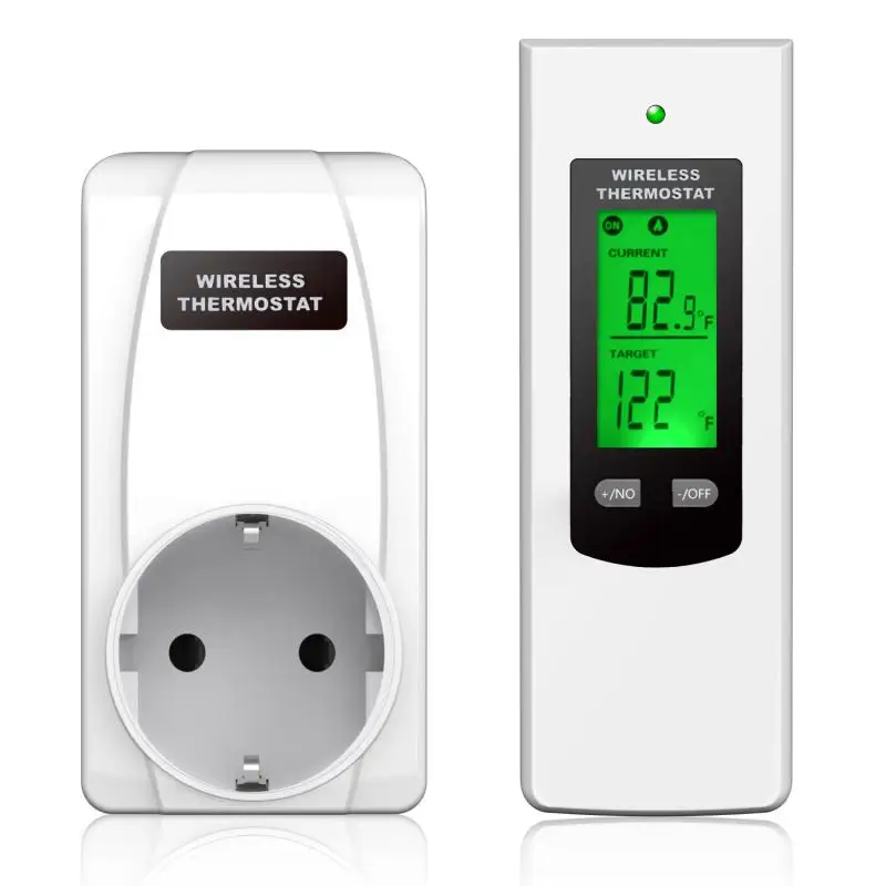 

Wireless Thermostat Temperature Controller with Remote Control Plug in Thermostat for Heater Heating & Cooling Mode LCD Display