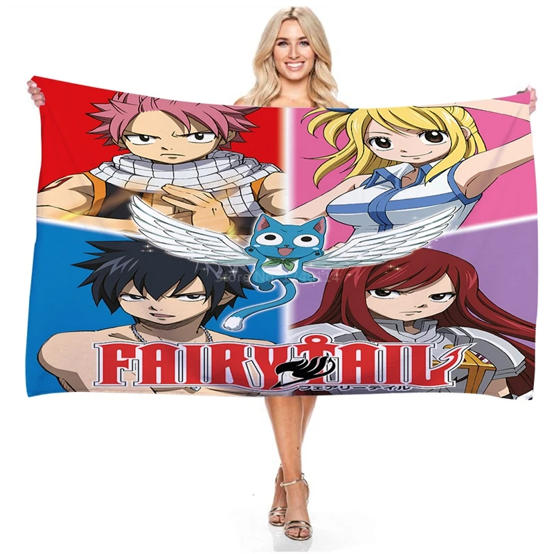 

3D аниме мультфильм сказочный хвост печать ванной искусственное пляжное полотенце прямоугольное пляжное одеяло без песка уличное спортивное полотенце