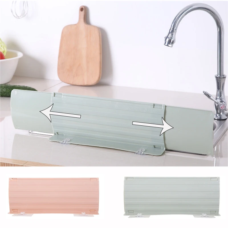 

Kitchen Sink Retractable Anti-Splash Guard Suction Cup Sink Splashproof Oil-Proof Waterproof Baffle Kitchen Gadget Adjustable