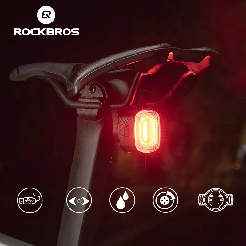 

Официальный велосипедный задний фонарь ROCKBROS, умный задний фонарь с датчиком автоматического торможения, USB, IPX6, светодиодный фонарь, аккумуляторные аксессуары для горного велосипеда