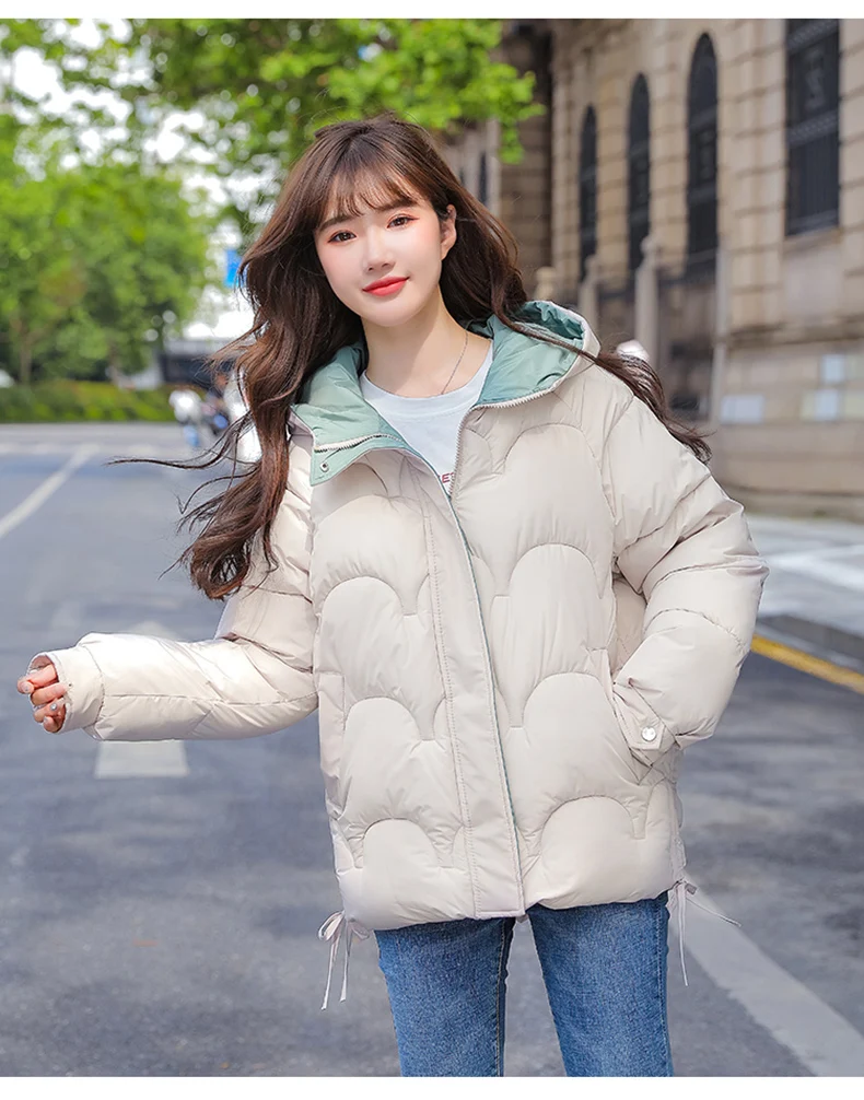 

Women's Winter Winter 2022 New Korean Loose Thick Cotton Coat Women's Casual Solid Color Coat Lightweight Down Jacket