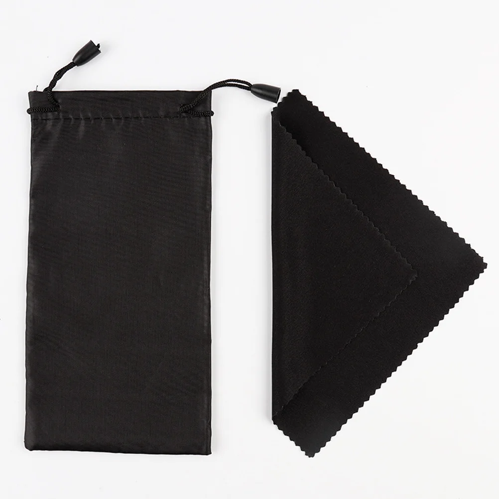 

30 Set Portable Sunglasses Storage Bag Set Practical Glasses Wiper Set Black