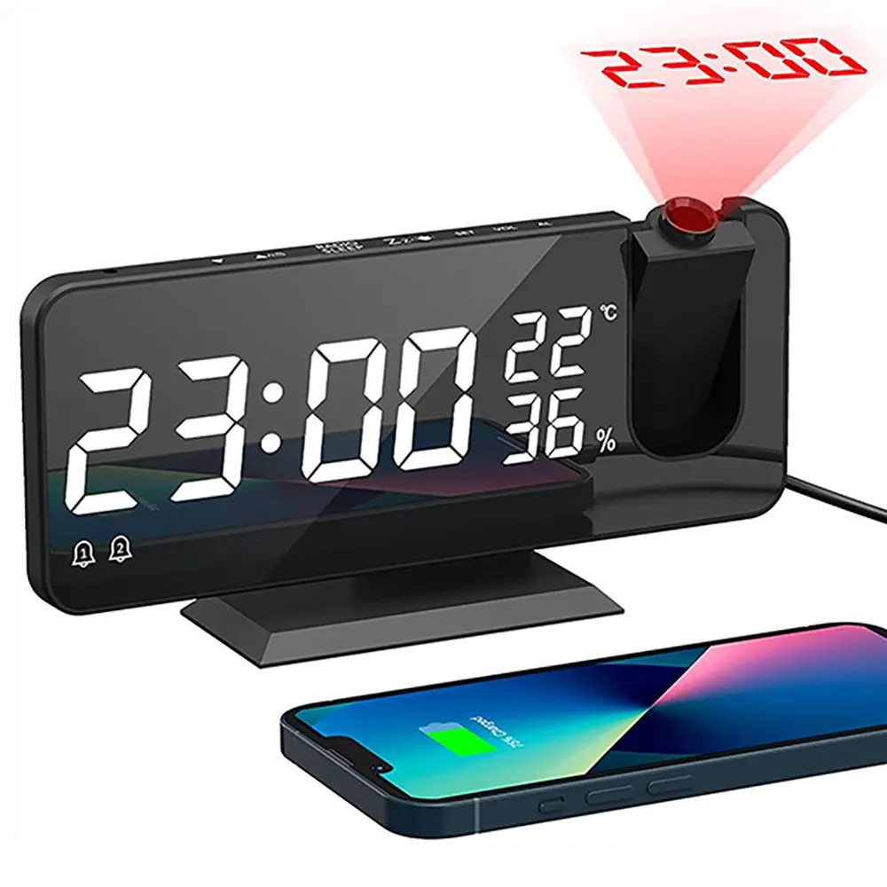 

Reloj despertador Digital Celing, dispositivo electrónico de escritorio con cargador USB para dormitorio, Radio FM Digital