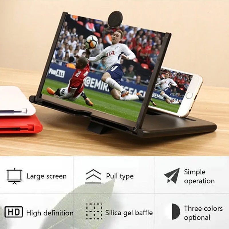 

Black 3D Phone Screen Magnifier HD Video Amplifier Stand Holder Mobile Phone Screen Magnifier for Smartphone