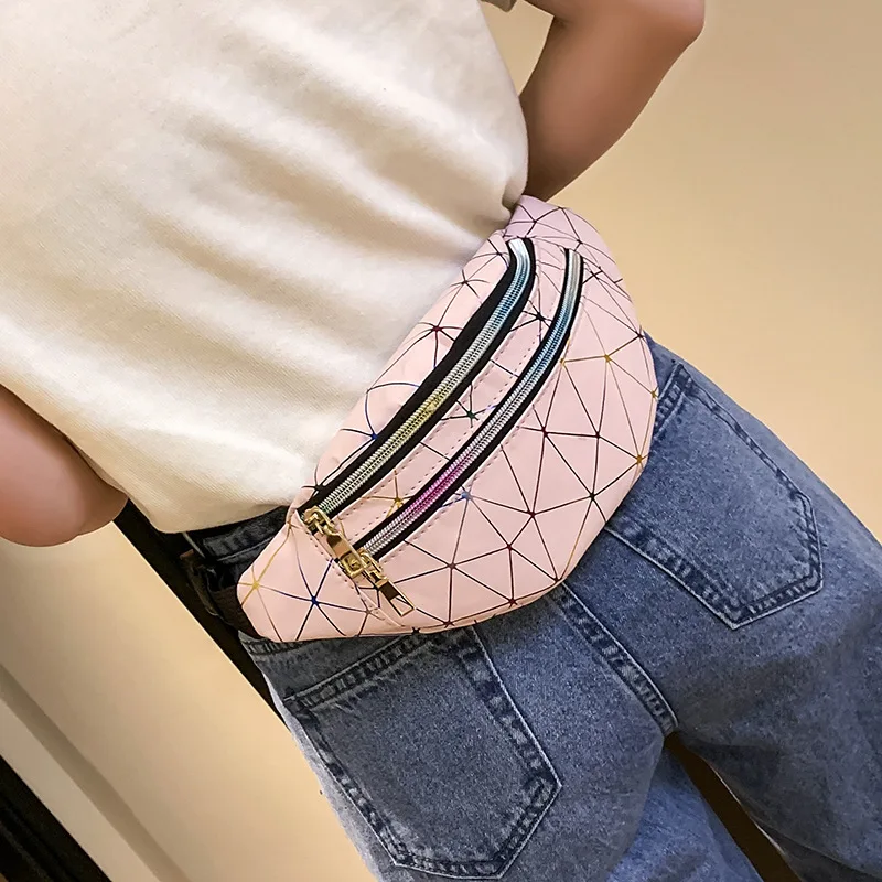 

Fashion Holographic Fanny Pack Women's Belt Bag Female Waist Bags Laser Chest Phone Pouch Lady Banana Purse Bum Bag Kidney