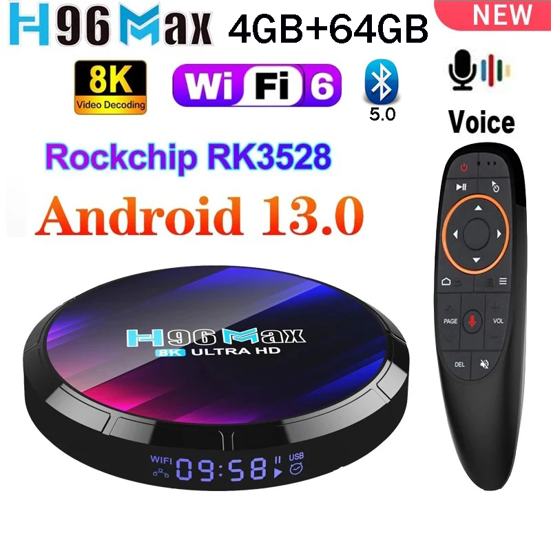 H96 max rk3528 android. Медиаплеер h96 max rk3528 android, 4 гб/64 гб, wi-fi, bluetooth, черный, фиолетовый.