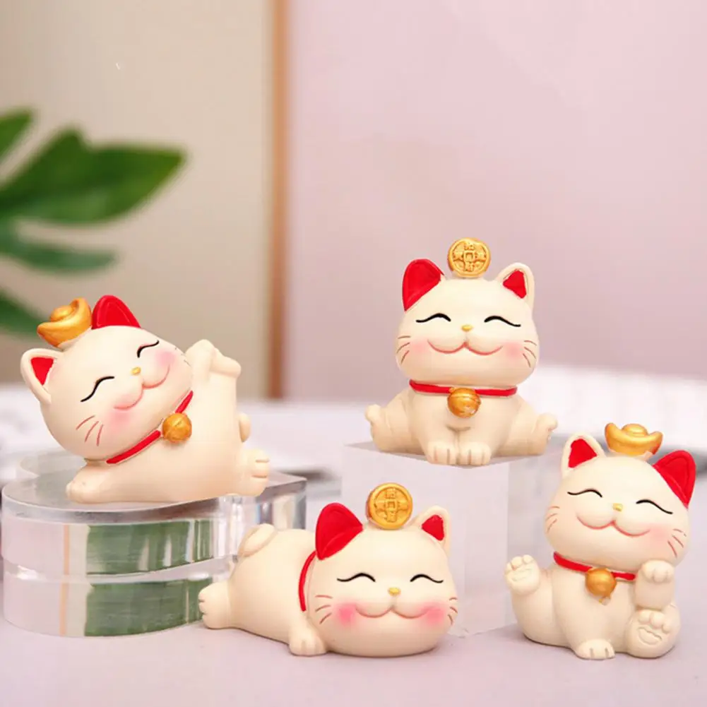 

Lucky Cat Ornament Miniature Lucky Cat Sculpture Multi Postures Chinese Lucky Wealth Waving Cat Statue Ornament Gift