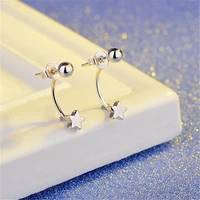 925 sterling silver star bead stud earrings uk womens new girls gift jewellery
