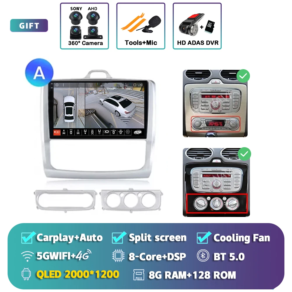 

Android 15 для Ford Focus 2 3 Mk2 Mk3 2004 2005 2006 2007-2011 Автомобильный радиоприемник с навигацией Мультимедийный плеер WIFI + 4G GPS Carplay Auto