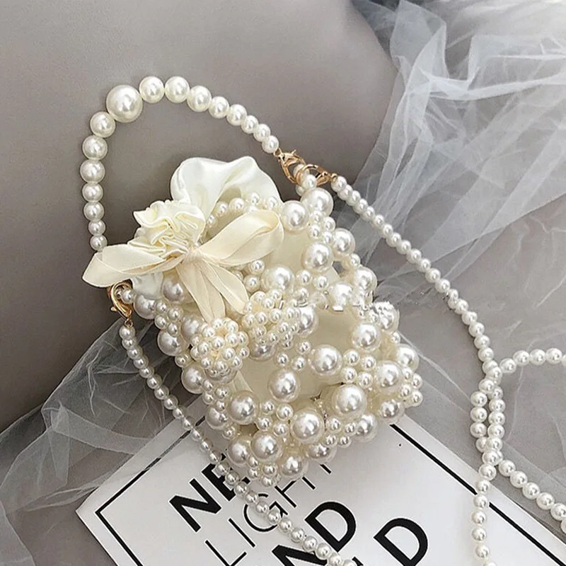 

2022 Fashion Pearl Bag Women's Messenger Bag Hand DIY Beaded Finished Xiaoxianqi Popular Handbag Women's Bag