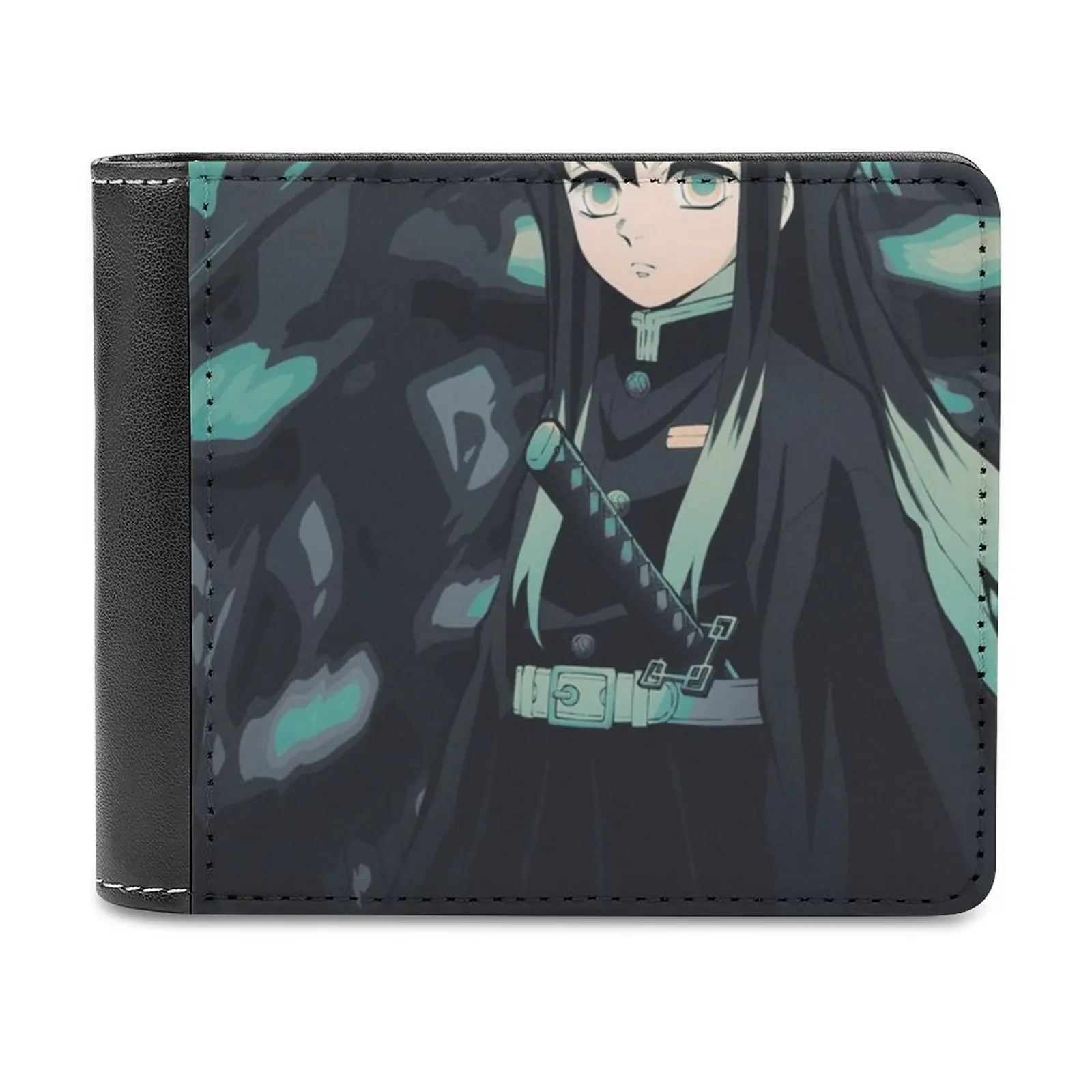 

Кожаный кошелек Muichiro Tokito, короткие тонкие мужские кошельки, кошелек для денег, кредитных карт, мужской кошелек, кошелек для столба, Tanjiro Nezuko ...
