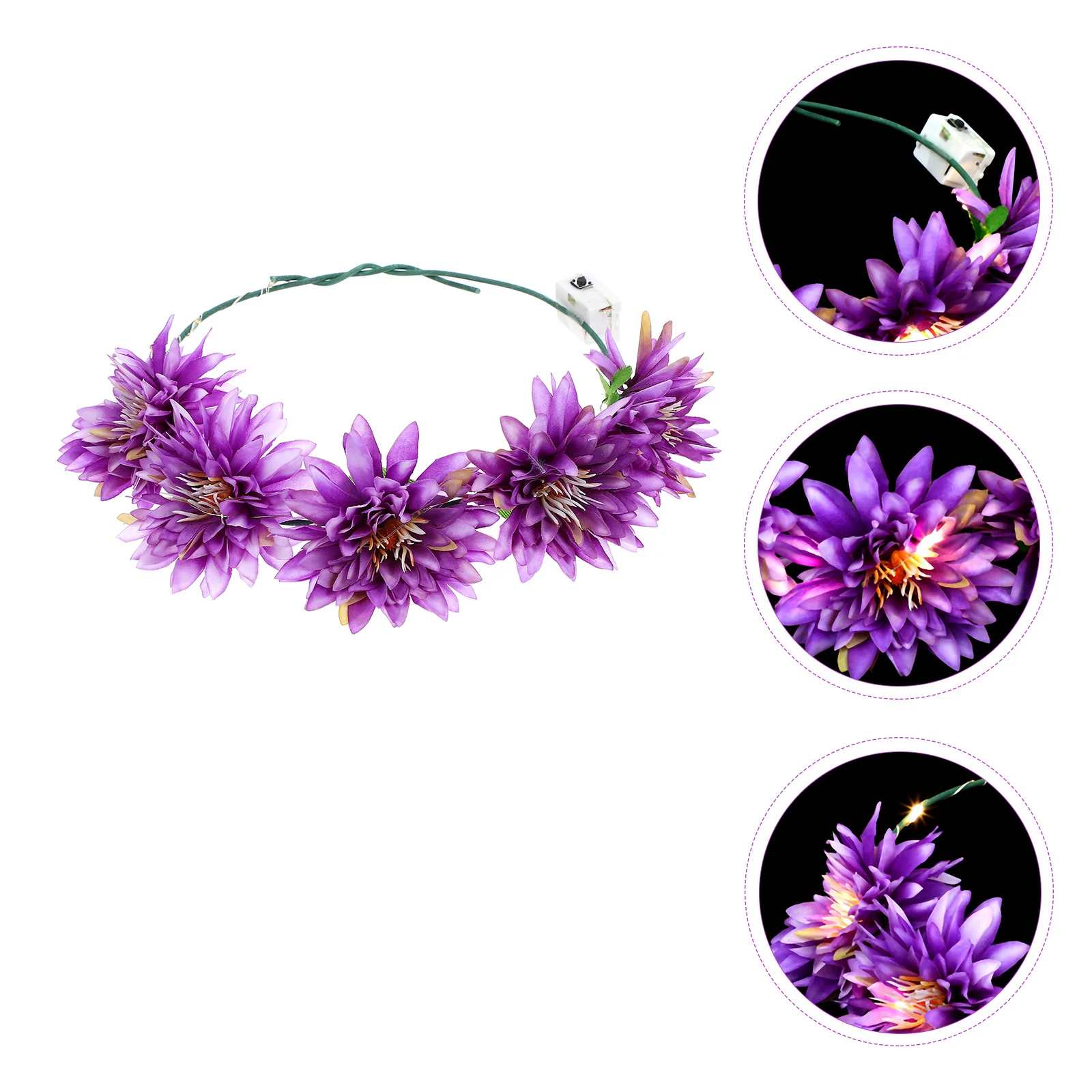

Light Headband LED Luminous Flower Headband Headpiece Luau Party Hair Accessories