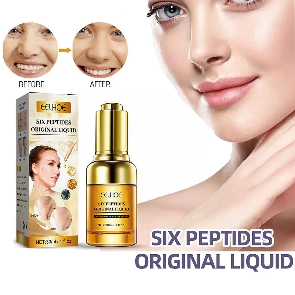 

30ML Six Peptides Anti Wrinkle Serum Anti-aging Moisturizing Firming Face Pores Reduce Lines Skin Desalinates Brighten Fine Z7Z0