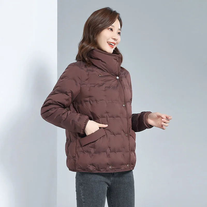 Down Jacket Women Short Lapel 2022 Winter New Lightweight Fashion Warm Coat
