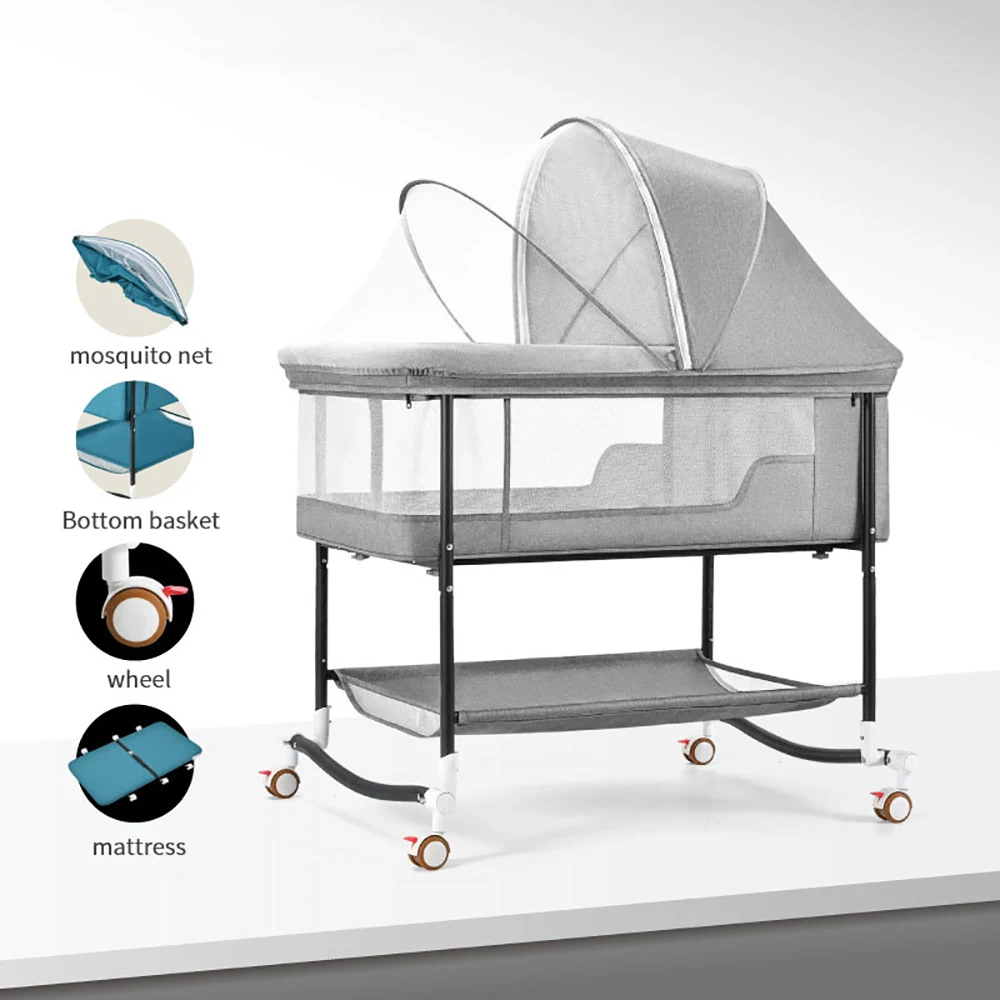 

Newborn Crib Baby Cradle Bed Mobile Portable Child Sleeping Basket Bed European-style Folding Crib Multifunctional