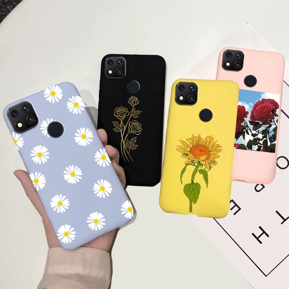 

For Xiaomi Redmi 9C NFC Case Fashion Sunflower Painted Cover Soft Silicone Phone Case For Redmi Note9 Redmi9C 9A 9 C Case Bumper