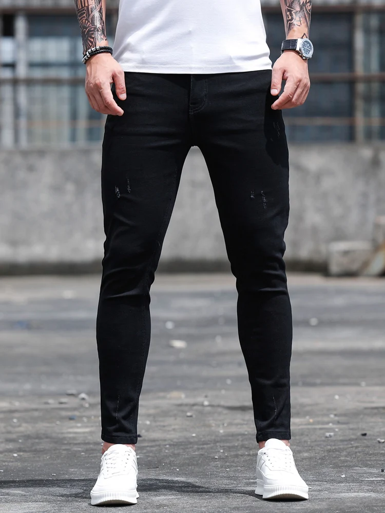 Streetwear Black Jeans for Men Cotton Stretchy Skinny Jeans High Quality Hip Hop Solid Color Slim Oversize Denim Pencil Pants