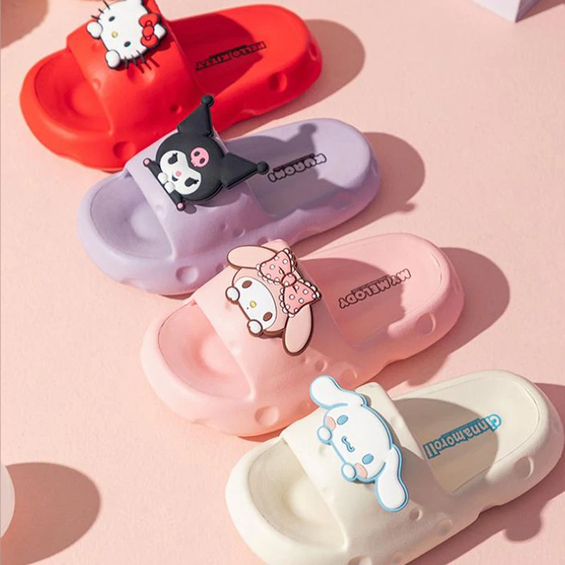 

Kawaii Sanrio Cinnamoroll My Melody Kuromi Kitty Cartoon Cute Soft Sole Children's Summer Eva Anti Slip Slippers Home Slippers