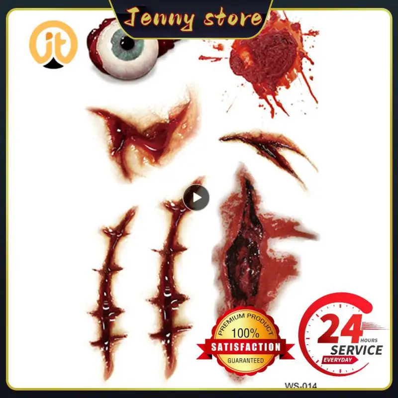 Реалистичные ужасные татуировки на Хэллоуин раны водостойкая татуировка