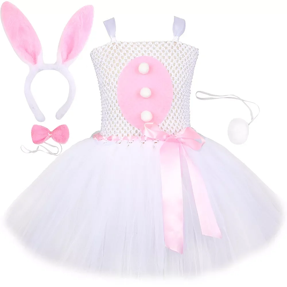 

Платье-пачка для девочек с пасхальным Кроликом, Детский костюм для косплея, вечерние атиновый наряд для дня рождения, праздничная одежда