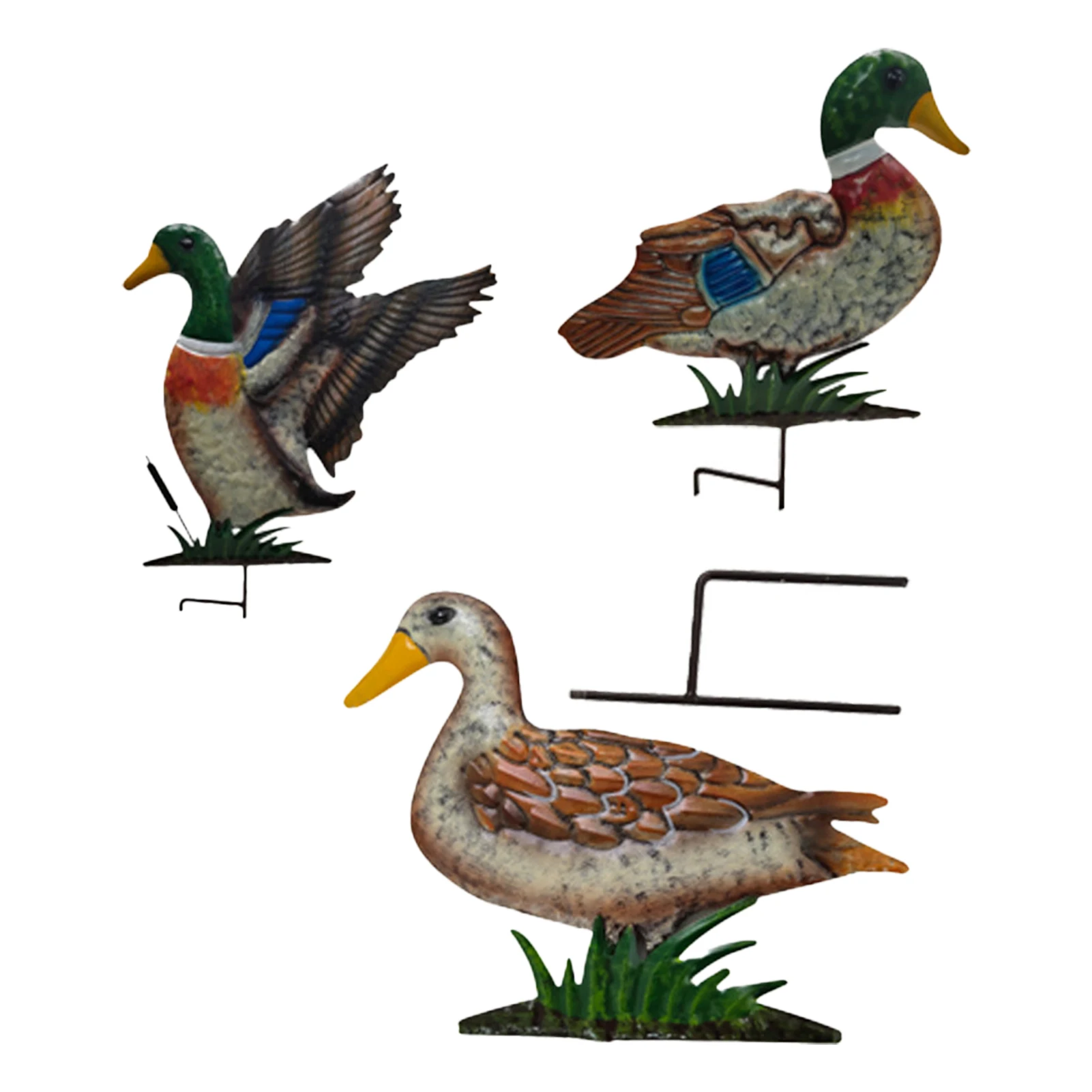 

3pcs/set Outdoor Statue Durable Mallard Ornament DIY Crafts Waterproof Lawn Landscape Backyard Garden Stake Gift Party Realistic