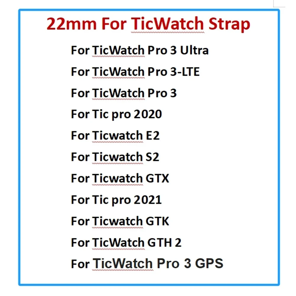 Ремешок силиконовый для смарт-часов TicWatch Pro 3 GPS GTX 2021 2020 22 мм