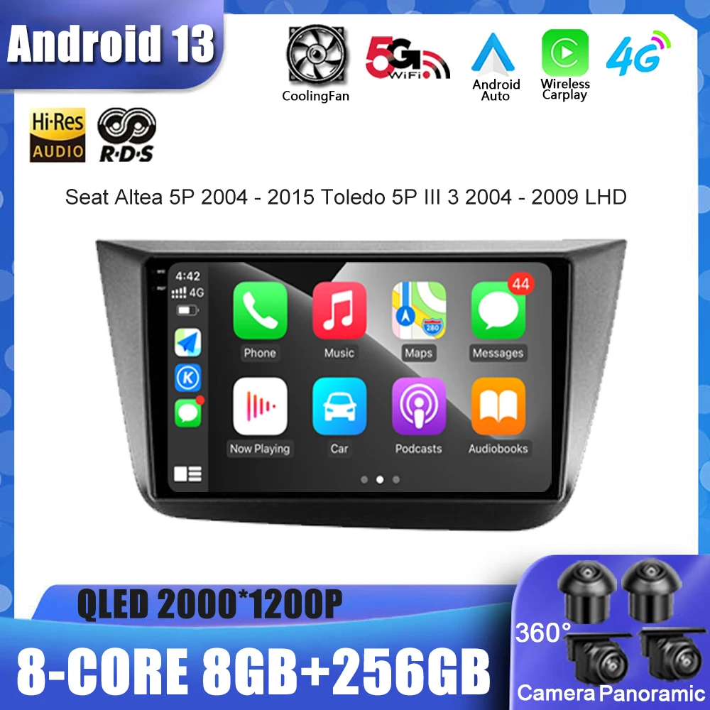 

Android 13 для Seat Altea 5P 2004 - 2015 Toledo 5P III 3 2004 - 2009 LHD автомобильное радио мультимедийный видеоплеер навигация GPS WIFI