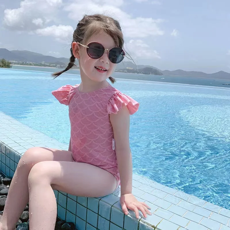 

Цельная купальная одежда, бикини для маленьких девочек, Розовая модель, детский купальный костюм для маленьких девочек, летняя Праздничная ...