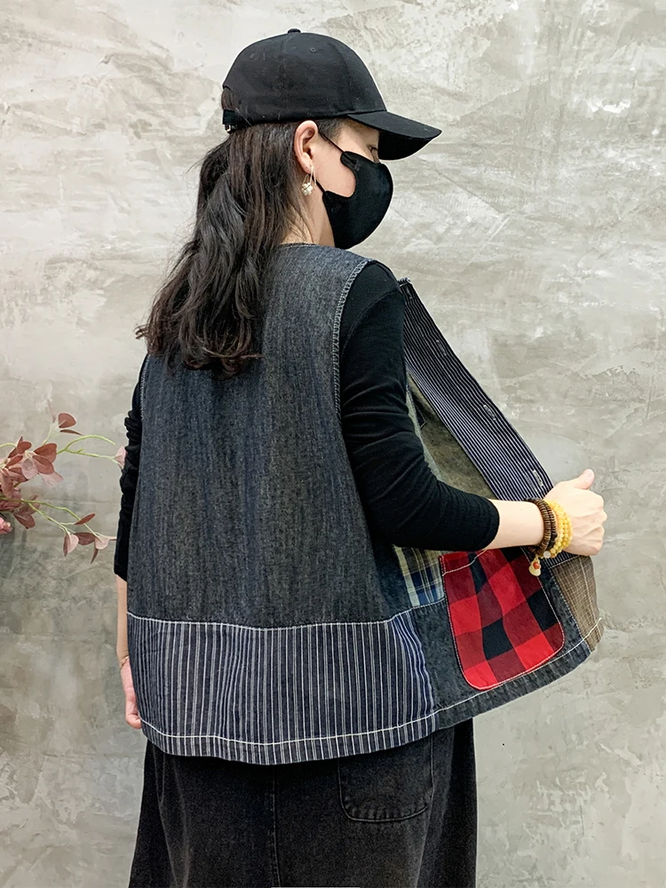 Max LuLu осенняя модная одежда без рукавов женский свободный клетчатый джинсовый