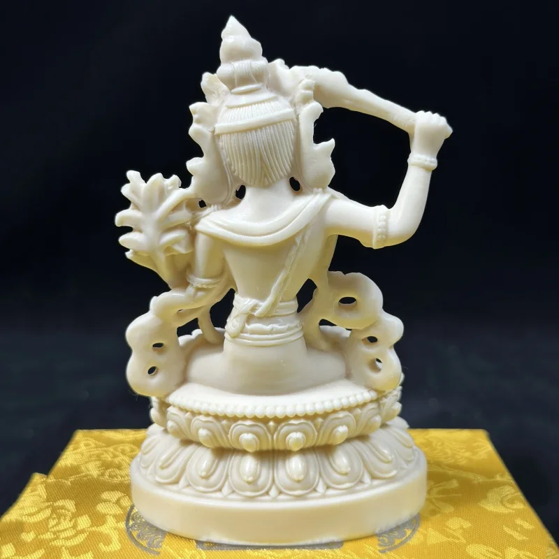 Резной орех цвета слоновой кости статуя Бодхисаттвы Мэншу/бадхиса 12*8*5 см