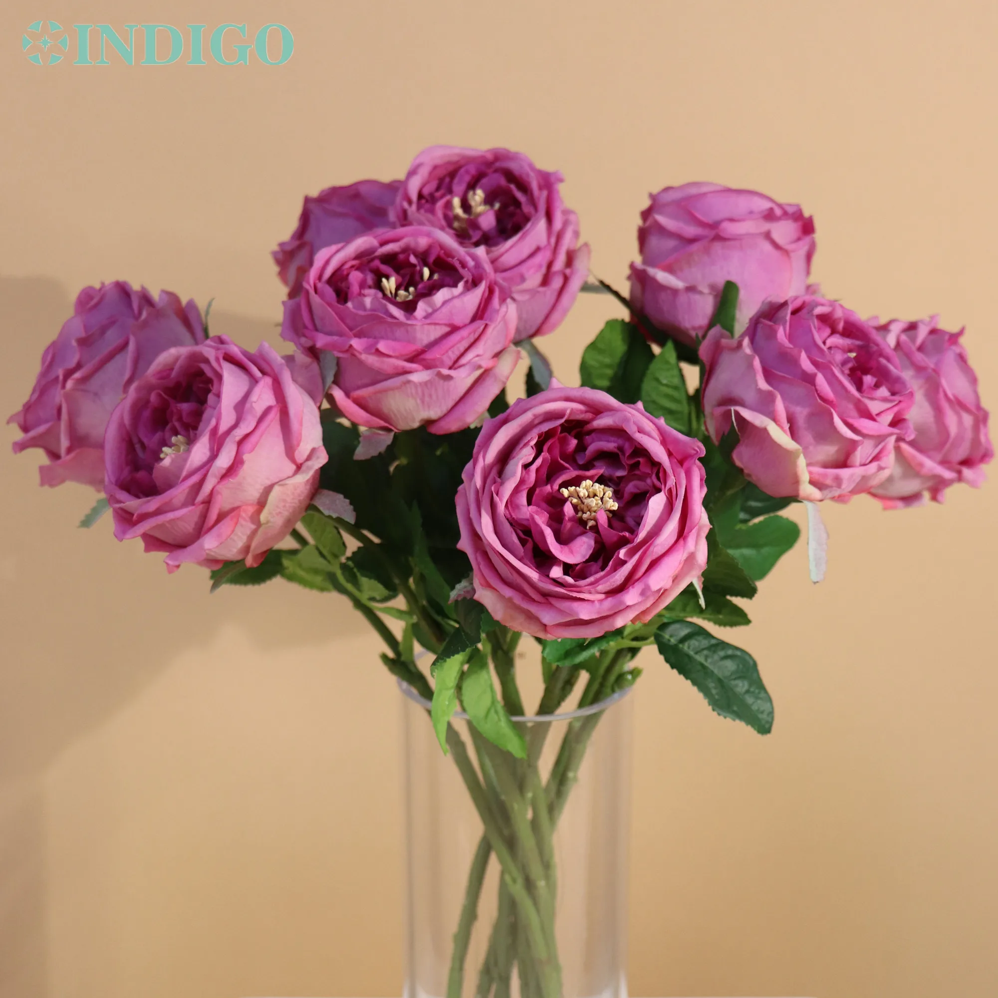 

Austin Rose Latex Coating Pink Peony Real Touch Feel Like Wet Petals Rose Artificial Flower Wedding Flower Party Event - INDIGO