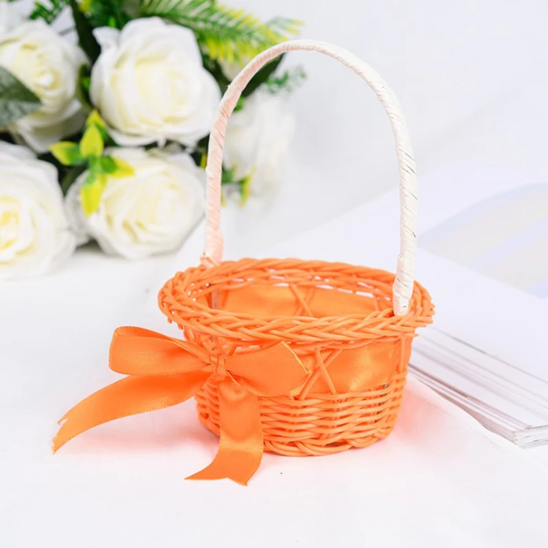 

1pc Hand Made Beautiful Wicker Basket Wicker Flower Basket Shopping Storage Hamper Basket Picnic Basket