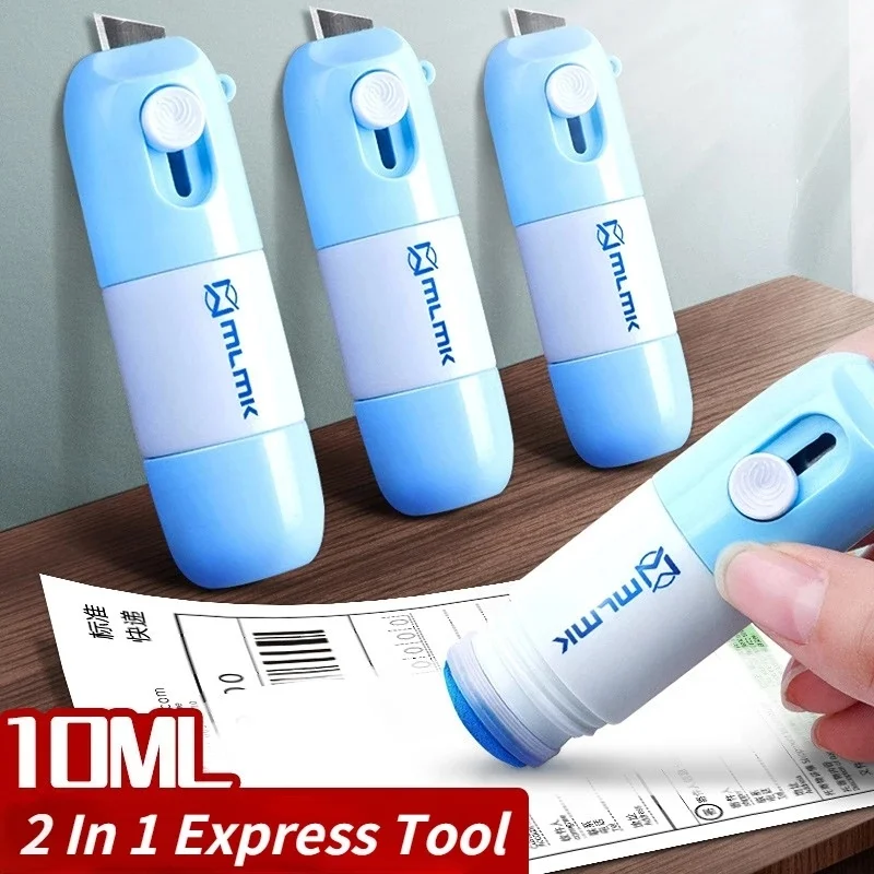 2 In 1 Express Tool Thermal Paper Correction Liquid Parcel Box Opener Knife Office Identity Data Security Protecor Liquid Eraser