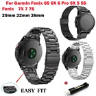 26 мм 22 мм 20 мм ремешок для Garmin Fenix 7X 7 7S металлический ремешок для Garmin Fenix 6S 6X 6 Pro 5X 5 5S 3HR D2 S60 ремешок из нержавеющей стали