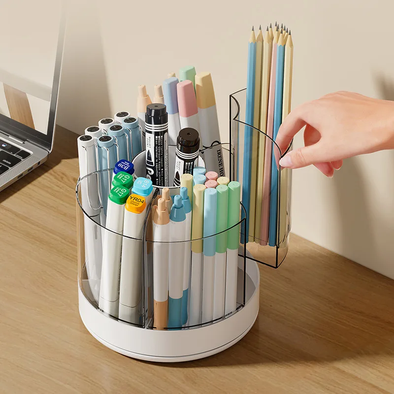 

Large -capacity 360° Rotating Pen Pencil Holder Multi-functional Desktop Organizer Cosmetics Makeup Brush Storage Box