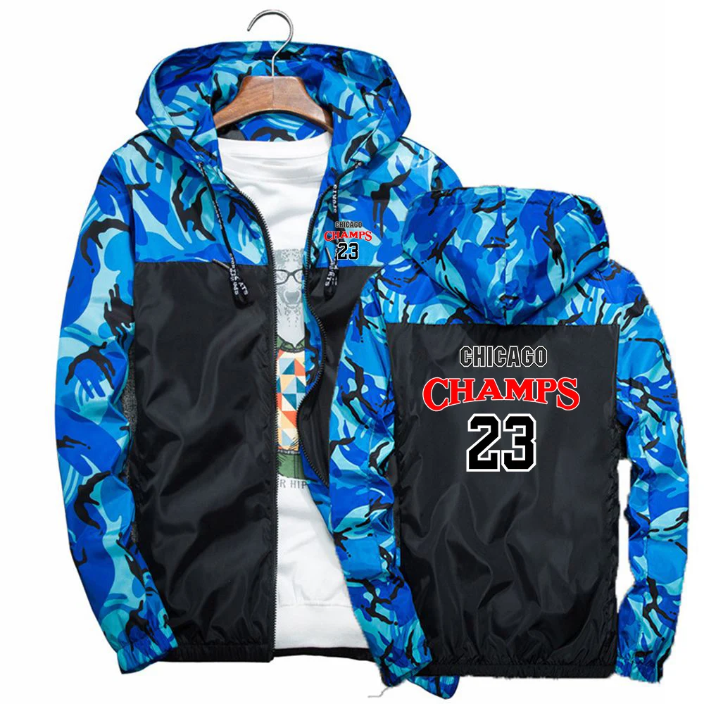 

2022 Chicago Champions 23 Printed Mens Long Sleeve Windbreaker Patchwork Camouflage Jackets High Quality Coats Clothes