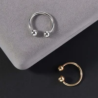 simple adjustable gold silver color geometric double ball rings for women open knuckle joint beads ring bijou bague femme