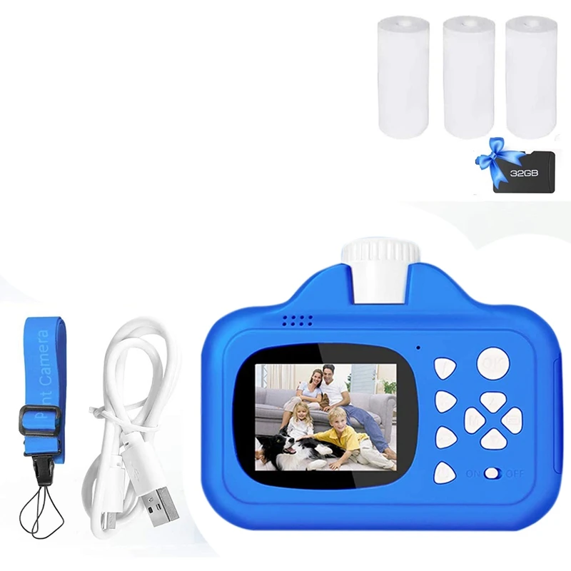 

Instant Print Camera For Kids, 1080P Camera With Paper Films And 32GB Memory Card,Portable Digital Wifi Camera Toys