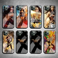 wonder woman phone case tempered glass for iphone 13 12 11 pro mini xr xs max 8 x 7 6s 6 plus se 2020 cover