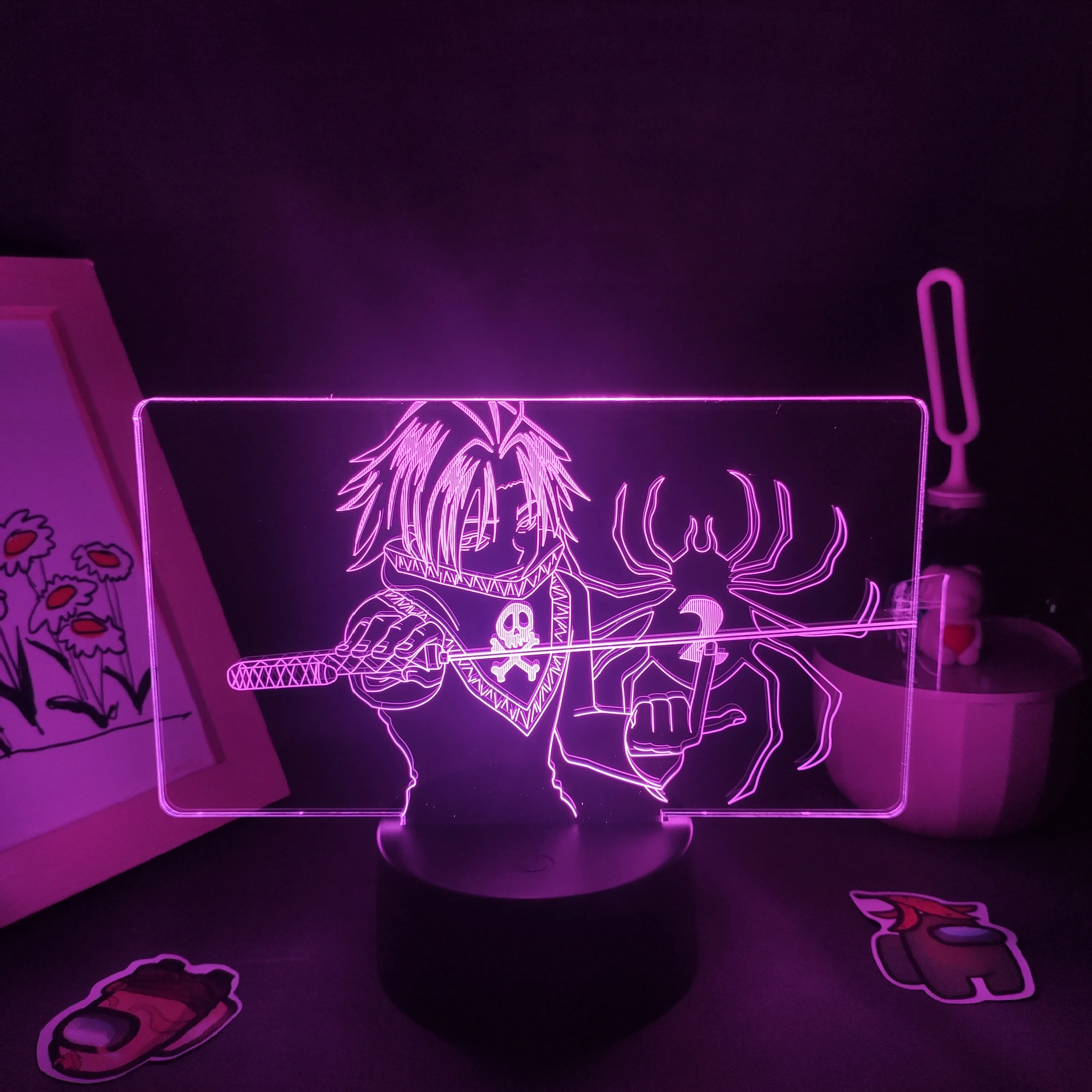 

Hunter X Hunter Аниме Фигурка Feitan 3D Светодиодная лампа RGB неоновая ночь светильник Манга подарок для друга спальня прикроватный столик настольное ...
