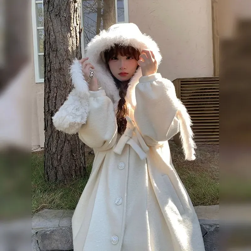 Теплое толстое шерстяное пальто в студенческом стиле женская зимняя одежда