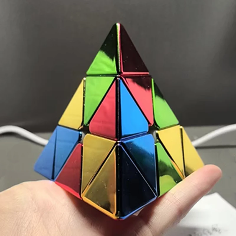 Фото Блестящий пирамидальный скоростной кубик 3x3x3, развивающий интеллектуальный вызов, подарки для взрослых и подростков, сенсорные антистресс-игрушки для успокоения, кубик Рубика. №5