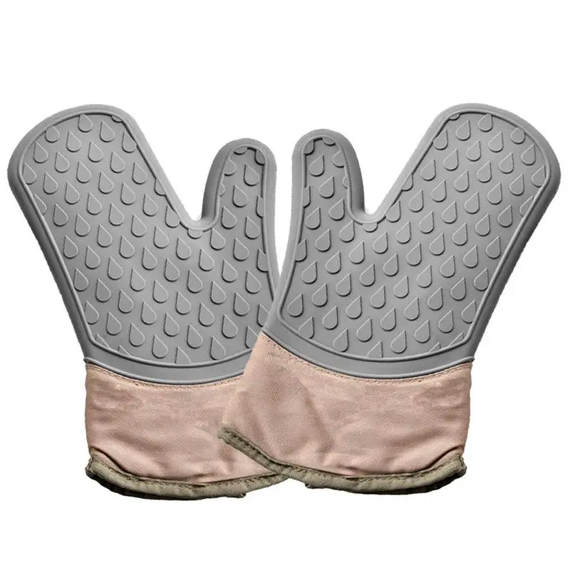 

Силиконовые перчатки для духовки, термостойкие перчатки для барбекю, перчатки для гриля с хлопковой подкладкой, двухслойные перчатки для гриля, подставки для горшков